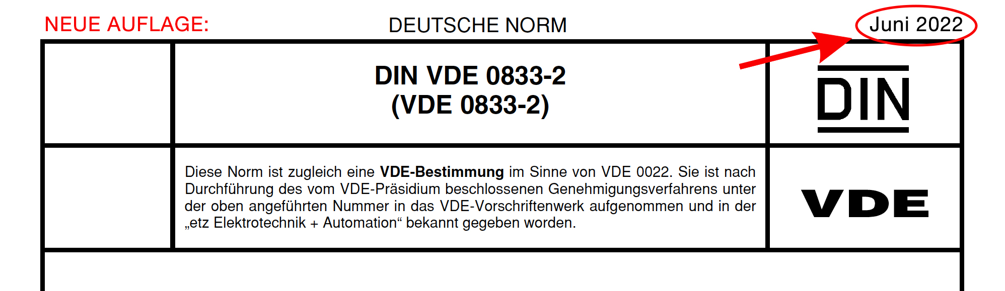Die neue DIN VDE 0833-2:2022-06 tritt ab Juni 2022 zur Geltung.