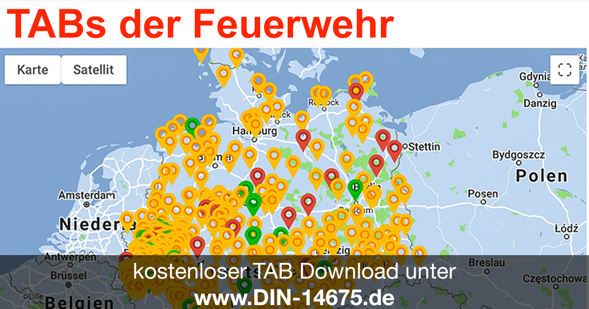 Hier finden Sie eine Datenbank mit über 570 technischen Anschlussbedingungen von Brandmeldeanlagen im PDF Download. Wenn wir Ihre TAB aufnehmen sollen, bitten wir um eine kurze Mail mit der TAB an unsere speziell hierfür eingerichtete eMail-Adresse tab@din-14675.de. Der verantwortliche Mitarbeiter informiert Sie umgehend, nachdem die TAB online ist. Natürlich können wir keine Gewähr für die Gültigkeit der hier veröffentlichten TAB´s übernehmen.